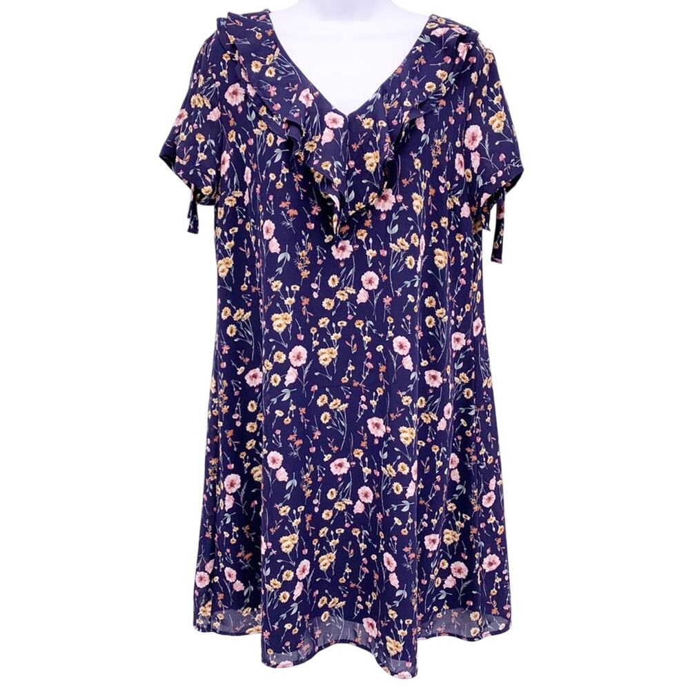 Falabella Blue Floral Midi Dress Size Medium